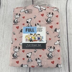 Peanuts Snoopy Sheet Set FULL Pink Woodstock Hearts Love Valentines Berkshire